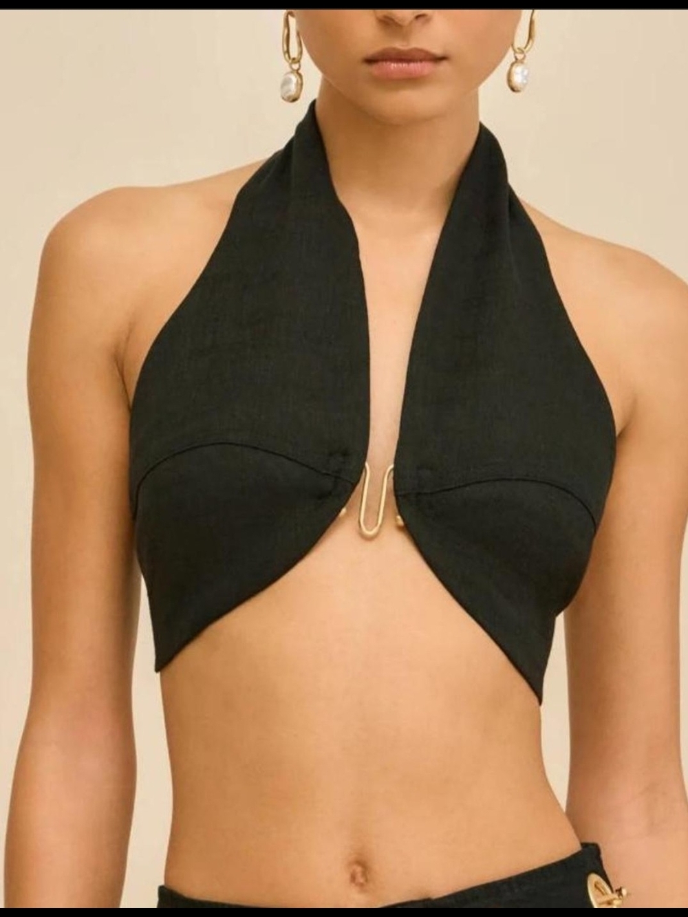Cult Gaia Small Black Diem Crop Top